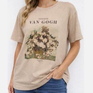 Brisco Brands Vincent Van Gogh White Roses 1890 Graphic T-shirt Art Adult S NEW